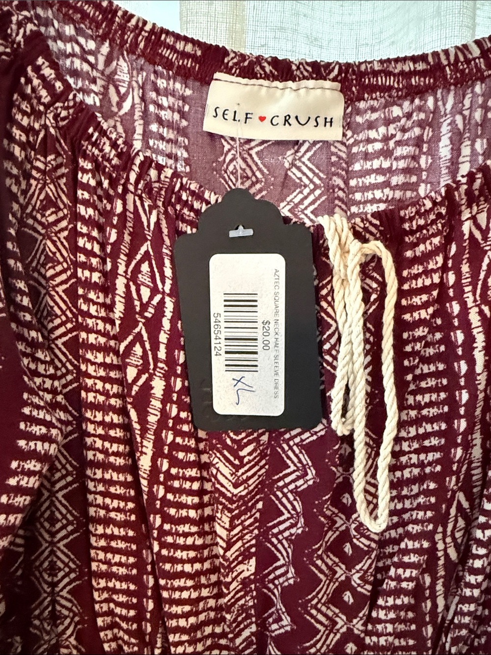 Sleeper Women's Burgundy Patterned Peasant Dress - Picture 2 of 5